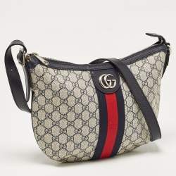 Pre Owned Gucci Blue GG Supreme Canvas Small Ophidia Crossbody Bag
