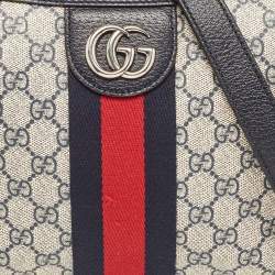 Pre Owned Gucci Blue GG Supreme Canvas Small Ophidia Crossbody Bag