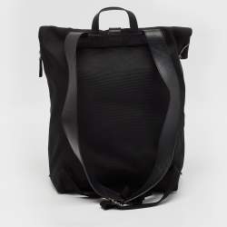 Gucci Black Leather and Nylon Web Fold Over Backpack