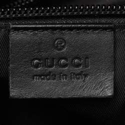 Gucci Black Leather and Nylon Web Fold Over Backpack
