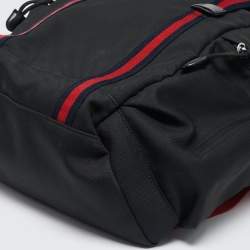 Gucci Black Nylon Web Drawstring Backpack