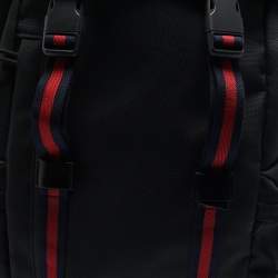 Gucci Black Nylon Web Drawstring Backpack