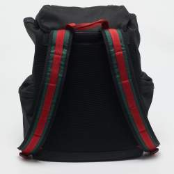 Gucci Black Nylon Web Drawstring Backpack