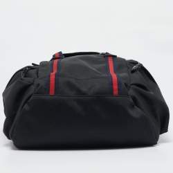 Gucci Black Nylon Web Drawstring Backpack