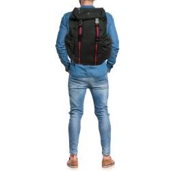 Gucci Black Nylon Web Drawstring Backpack