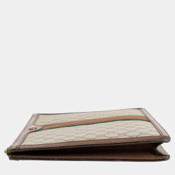 Gucci Beige GG Supreme Ophidia Portfolio Clutch Bag