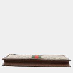 Gucci Beige GG Supreme Ophidia Portfolio Clutch Bag