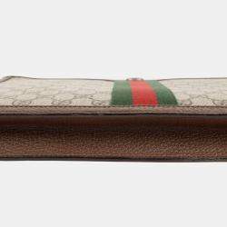 Gucci Beige GG Supreme Ophidia Portfolio Clutch Bag