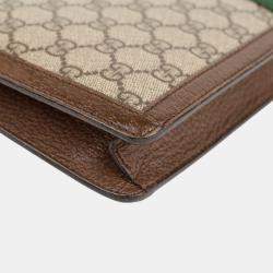 Gucci Beige GG Supreme Ophidia Portfolio Clutch Bag