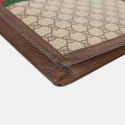 Gucci Beige GG Supreme Ophidia Portfolio Clutch Bag