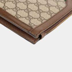 Gucci Beige GG Supreme Ophidia Portfolio Clutch Bag