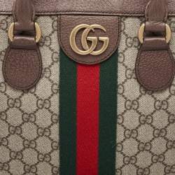 Gucci Brown/Beige GG Supreme Canvas Web Ophidia Briefcase