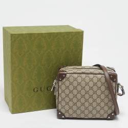 Gucci Beige/Ebony GG Supreme Canvas and Leather Square Messenger Bag