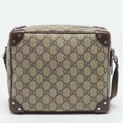 Gucci Beige/Ebony GG Supreme Canvas and Leather Square Messenger Bag