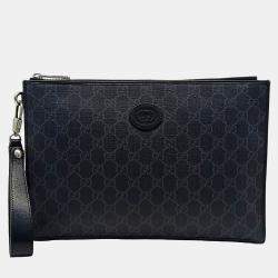 Gucci Black Canvas Interlocking Clutch