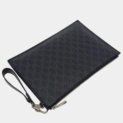 Gucci Black Canvas Interlocking Clutch