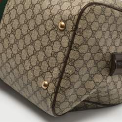 Gucci Brown/Beige GG Supreme Canvas Web Ophidia Carry-On Duffle Bag 