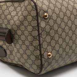 Gucci Brown/Beige GG Supreme Canvas Web Ophidia Carry-On Duffle Bag 