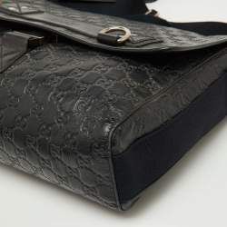 Gucci Black Guccissima Leather Flap Messenger Bag