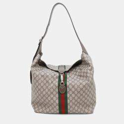 Gucci Jackie 1961 Gg Supreme Beige/Brown Pvc Leather Size Medium Shoulder Bag