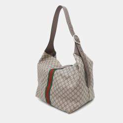 Gucci Jackie 1961 Gg Supreme Beige/Brown Pvc Leather Size Medium Shoulder Bag