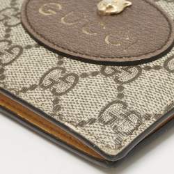 Gucci Beige/Brown GG Supreme Canvas and Leather Tiger Head Bifold Wallet