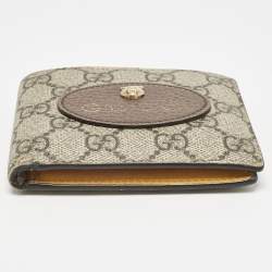 Gucci Beige/Brown GG Supreme Canvas and Leather Tiger Head Bifold Wallet