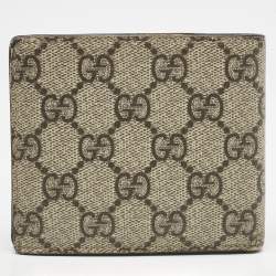 Gucci Beige/Brown GG Supreme Canvas and Leather Tiger Head Bifold Wallet