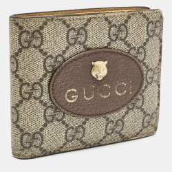 Gucci Beige/Brown GG Supreme Canvas and Leather Tiger Head Bifold Wallet