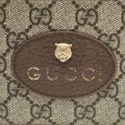 Gucci Beige/Brown GG Supreme Canvas and Leather Tiger Head Bifold Wallet