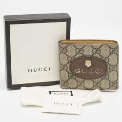 Gucci Beige/Brown GG Supreme Canvas and Leather Tiger Head Bifold Wallet
