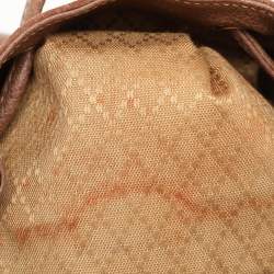 Pre Owned Gucci Brown Suede and Leather Bamboo Drawstring Backpack