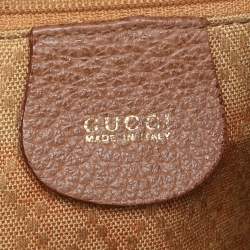 Pre Owned Gucci Brown Suede and Leather Bamboo Drawstring Backpack
