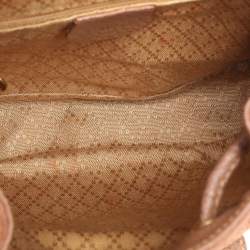 Pre Owned Gucci Brown Suede and Leather Bamboo Drawstring Backpack