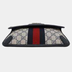  Gucci Beige/Navy/Red Supreme Leather Gg Supreme Ophidia Belt Bag 