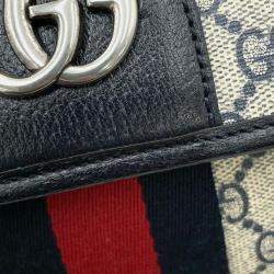  Gucci Beige/Navy/Red Supreme Leather Gg Supreme Ophidia Belt Bag 