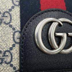  Gucci Beige/Navy/Red Supreme Leather Gg Supreme Ophidia Belt Bag 