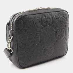 Gucci Black Leather Jumbo GG Small Crossbody Bag