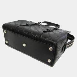 Gucci Black Leather Perforated GG Embossed Tote Bag