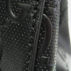 Gucci Black Leather Perforated GG Embossed Tote Bag