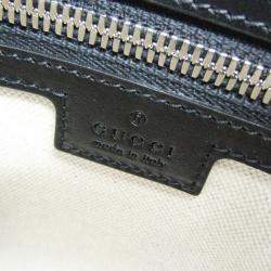 Gucci Black Leather Perforated GG Embossed Tote Bag