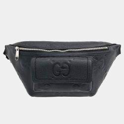 Gucci Black Leather GG embossed belt bag