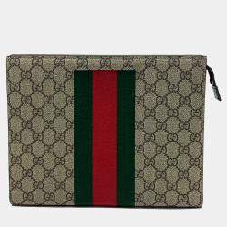 Gucci Brown PVC GG Supreme Web Pouch