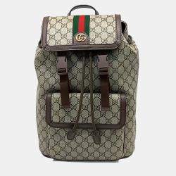 Gucci Beige Brown Canvas and Leather Ophidia small backpack