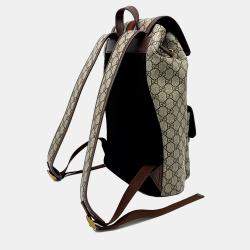 Gucci Beige Brown Canvas and Leather Ophidia small backpack