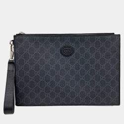 Gucci Black PVC Interlocking Clutch