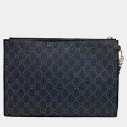 Gucci Black PVC Interlocking Clutch