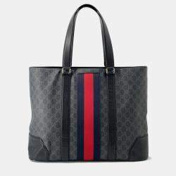 Gucci Black PVC Leather GG Supreme Cherie Line Tote Bag 