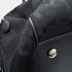 Gucci Black Canvas Leather Jumbo GG Duffle Travel Bag