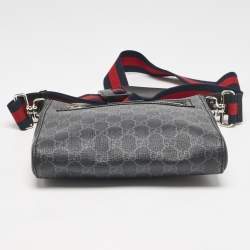 Pre Owned Gucci Black GG Supreme Canvas Small Messenger Bag